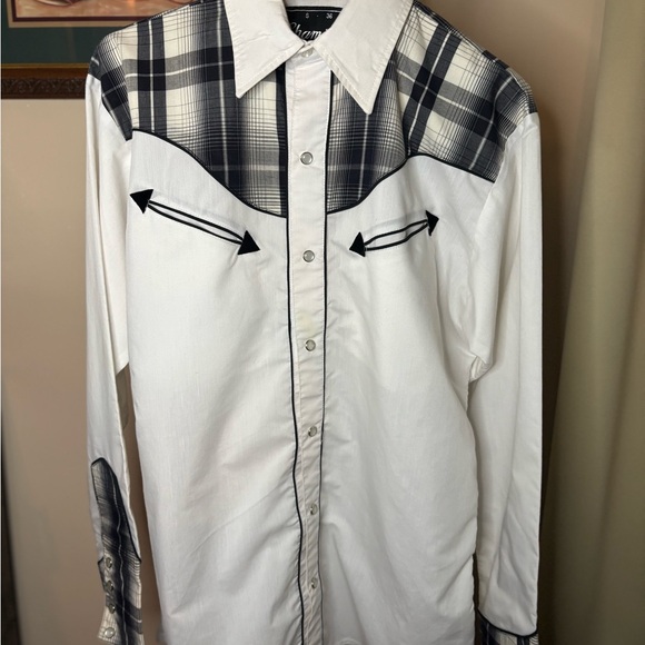 chamizzo Other - Men's White and Black Plaid Western Shirt